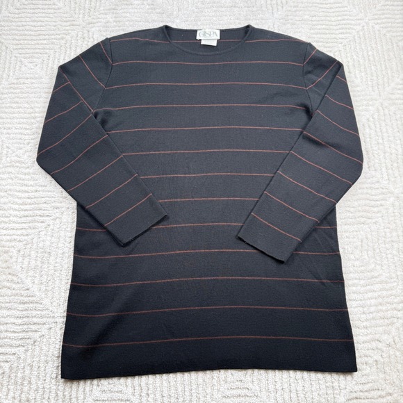 GISPA Sweaters - GISPA Italy Sweater Women's 10 Vintage Merino Wool Blend Striped Black 90's